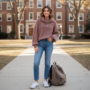 Vintage Bill Atkinson Cowl Mock Neck Knit Bell Sleeves Sweater sz L